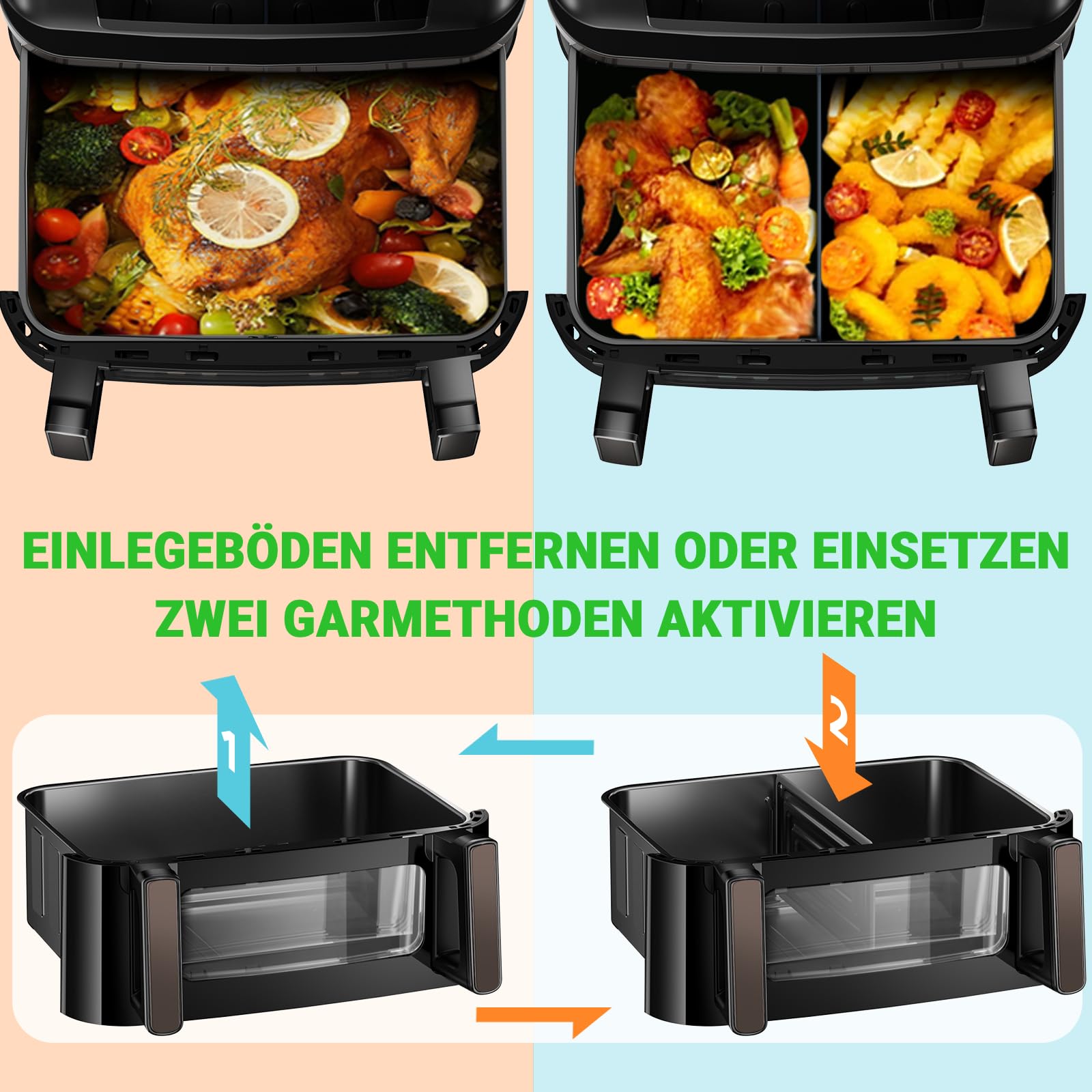 Flexi-Airfryer 12L XXL – Anpassbare Einzel- & Doppelkammer für jede Gelegenheit