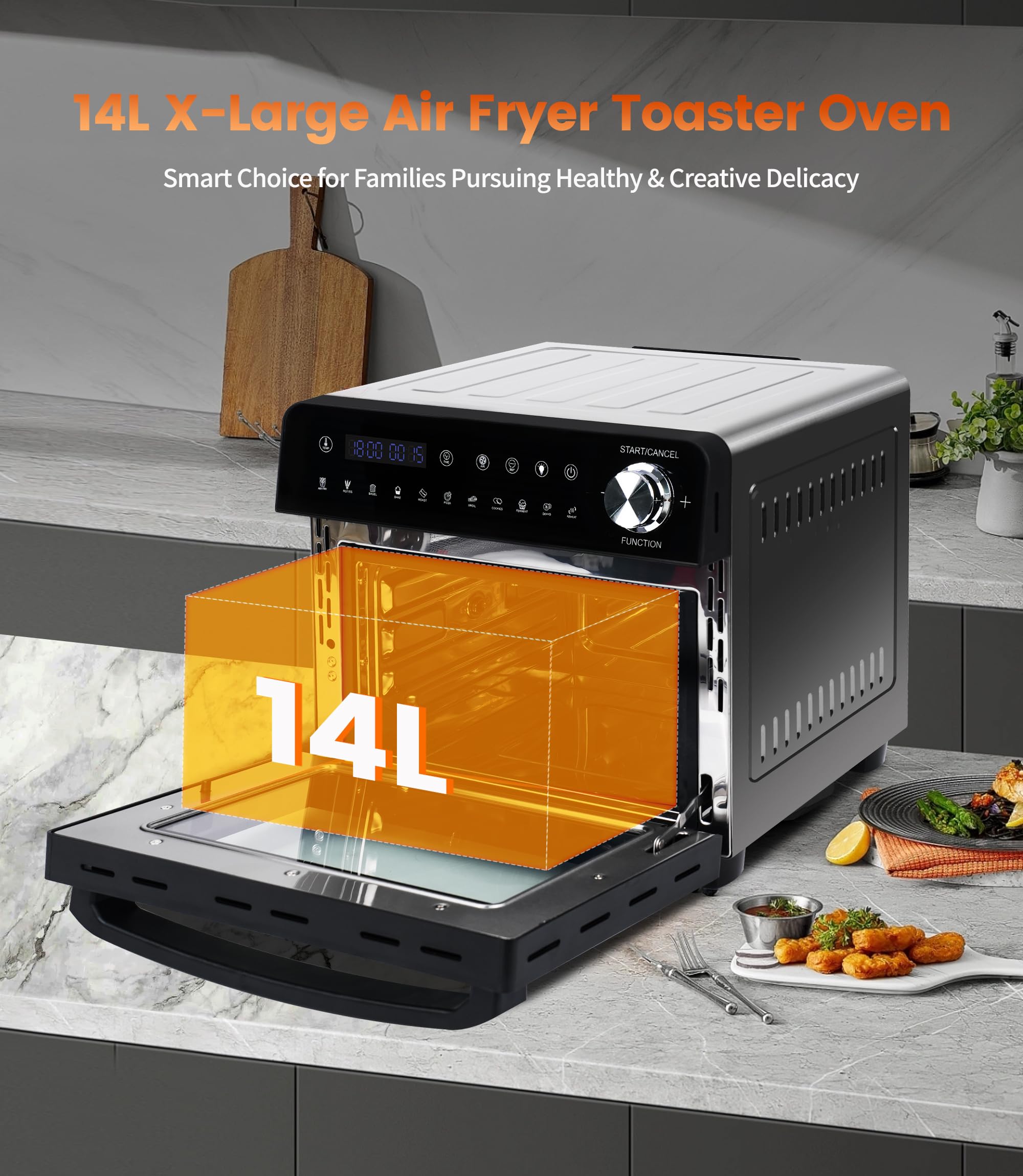 14L Mini Backofen & Heißluftfritteuse – 11-in-1 Smart Airfryer Ofen für maximale Vielseitigkeit