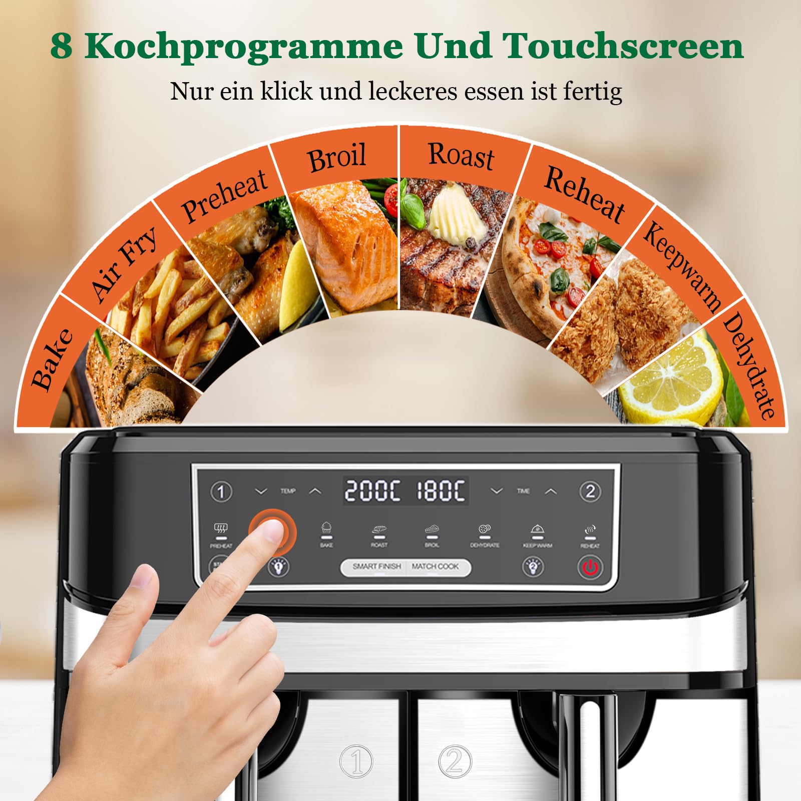 Dual Zone Heißluftfritteuse 9L – Doppelkammer für paralleles Kochvergnügen