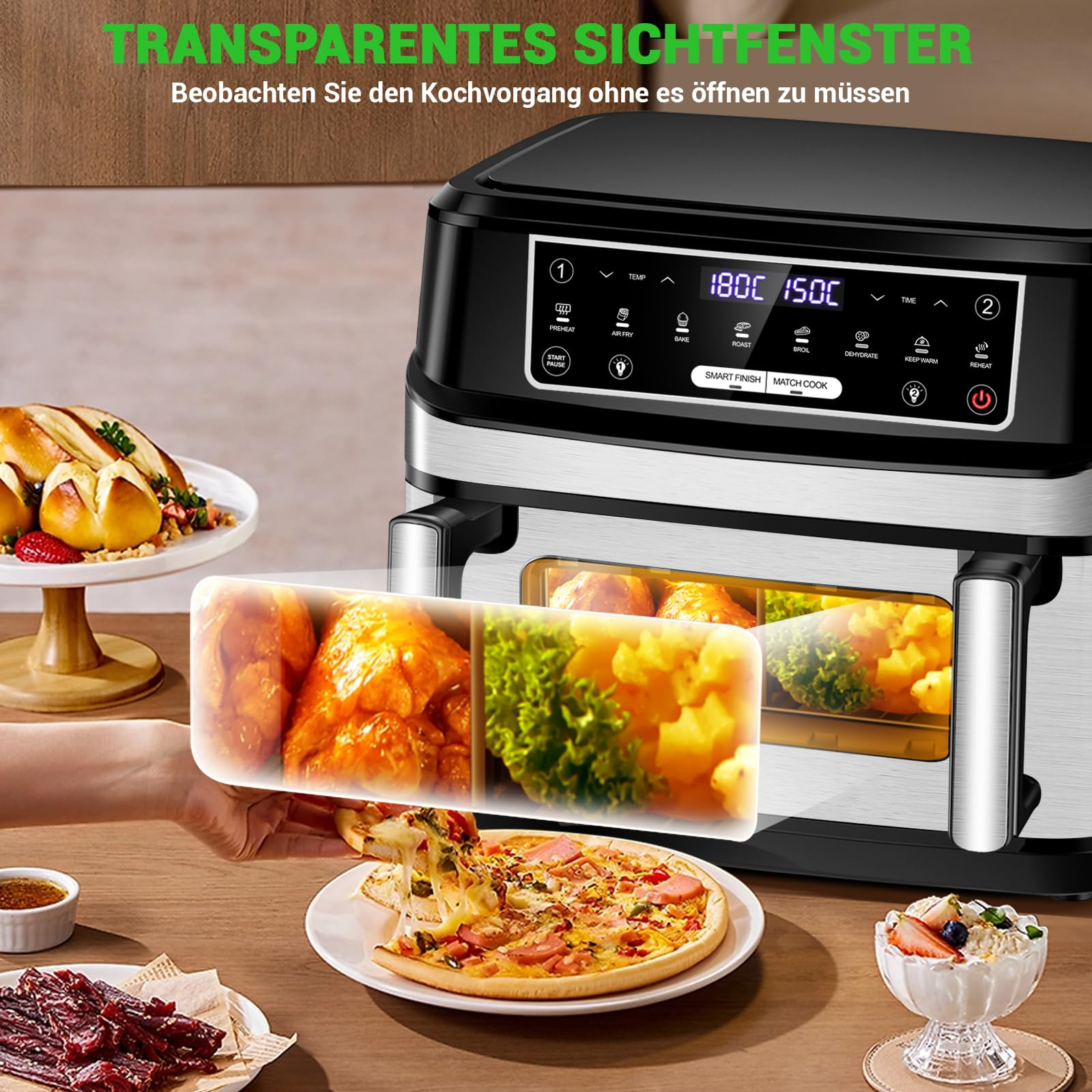 Premium Airfryer 12L (Metall-Design) – Gesund Kochen, Flexibel & Stilvoll