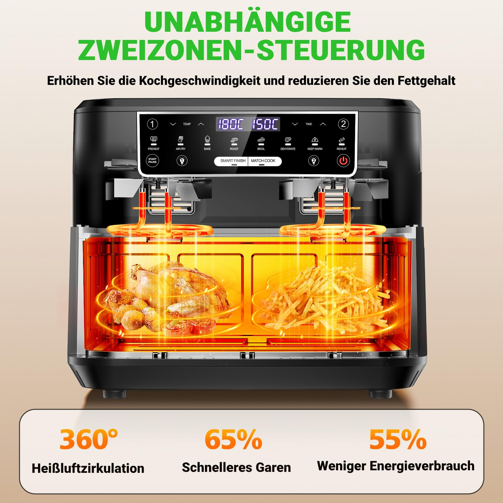 Premium Airfryer 12L (Metall-Design) – Gesund Kochen, Flexibel & Stilvoll