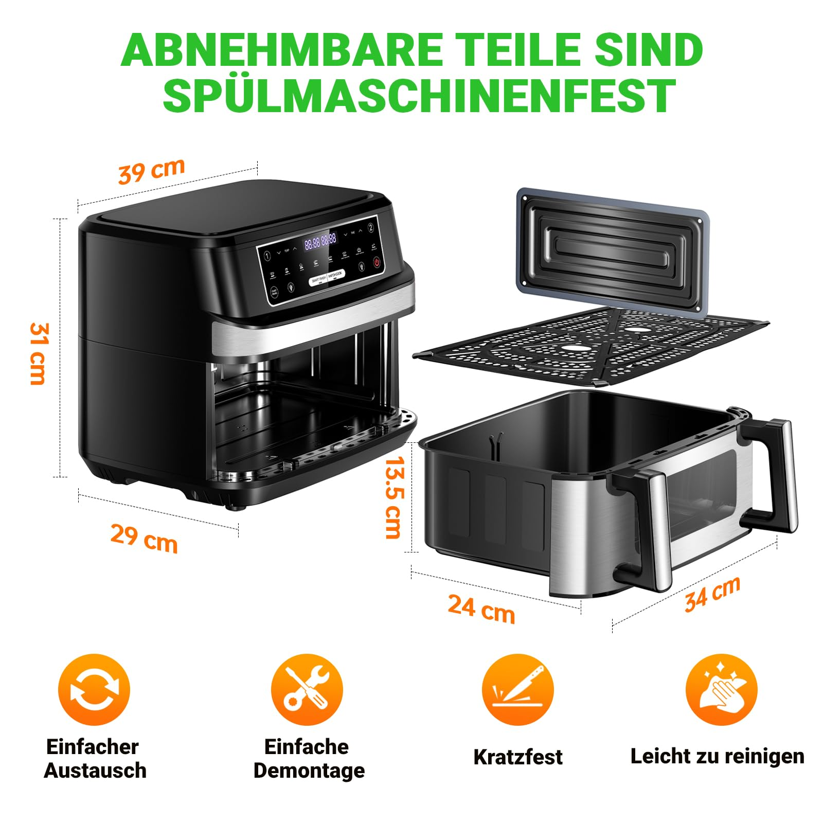 Premium Airfryer 12L (Metall-Design) – Gesund Kochen, Flexibel & Stilvoll