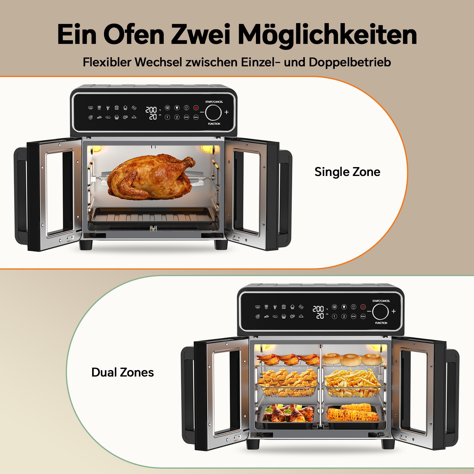 23L Air Fryer Oven with Manual Knob Controls | Large-Capacity Countertop Oven