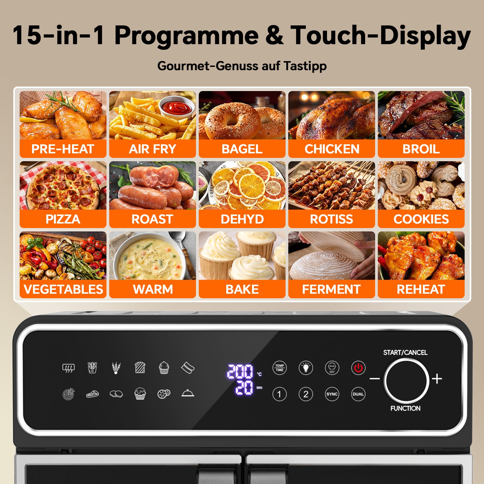 23L Air Fryer Oven with Manual Knob Controls | Large-Capacity Countertop Oven