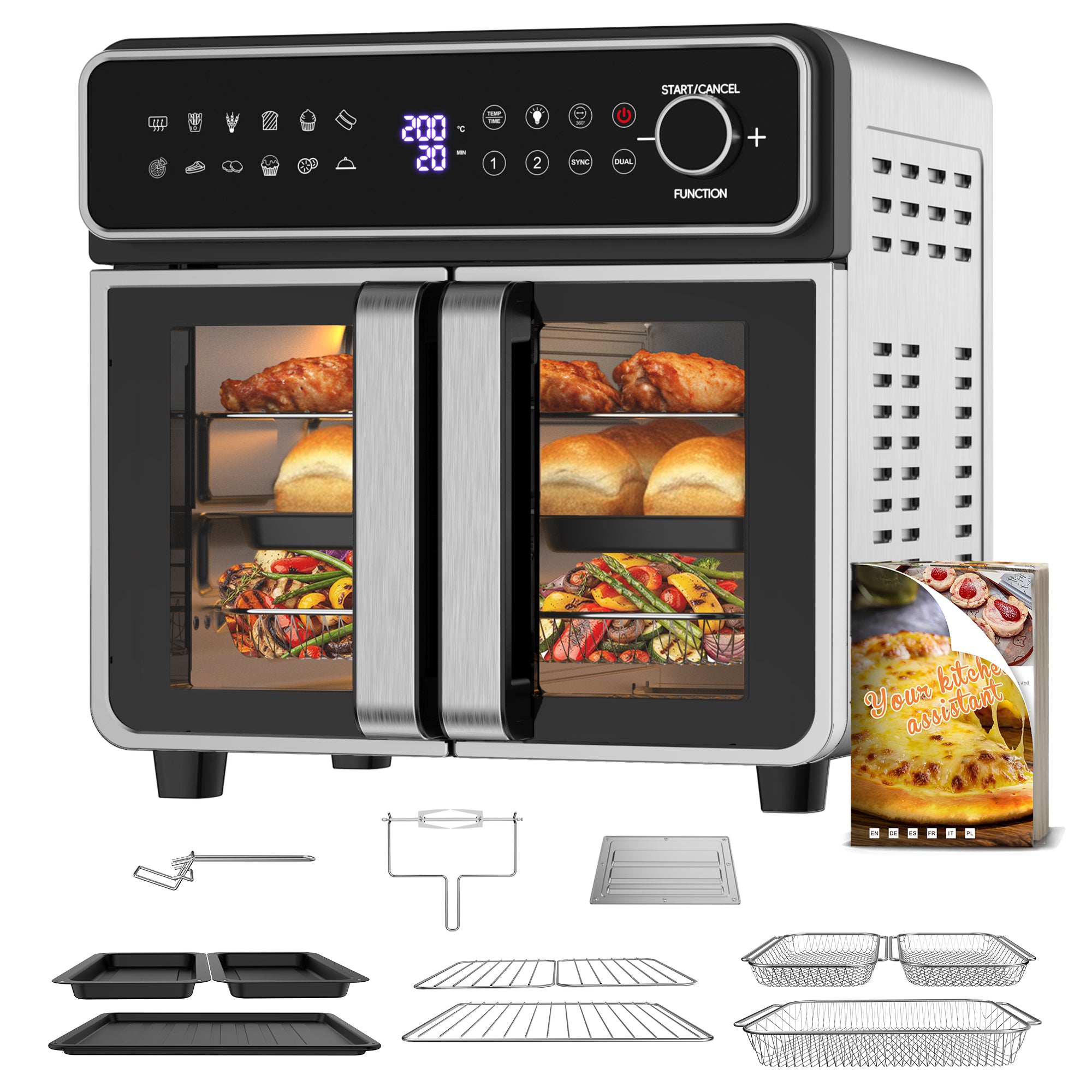 23L Air Fryer Oven with Manual Knob Controls | Large-Capacity Countertop Oven