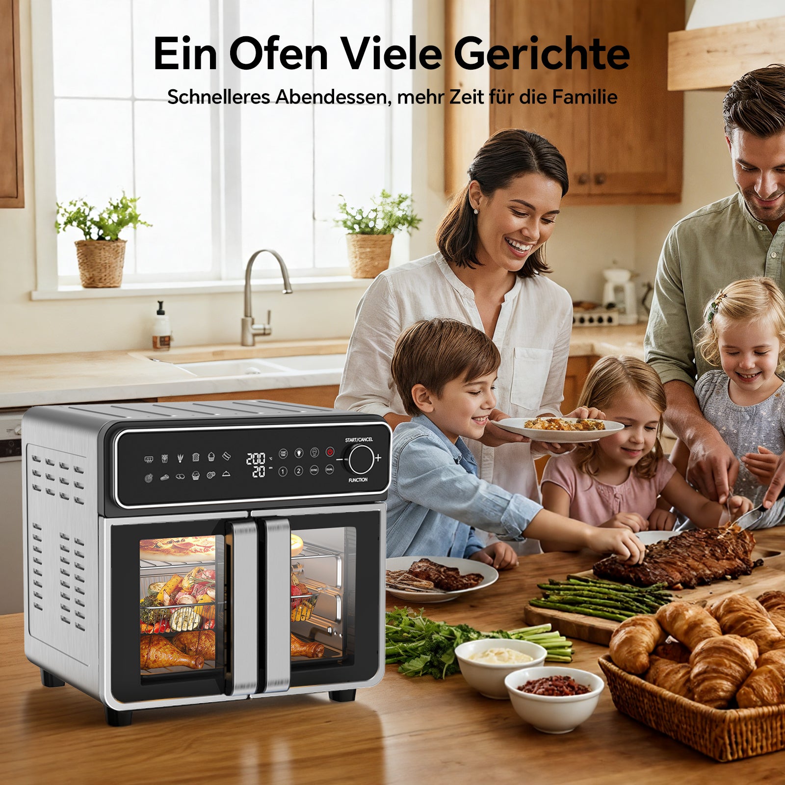 23L Air Fryer Oven with Manual Knob Controls | Large-Capacity Countertop Oven